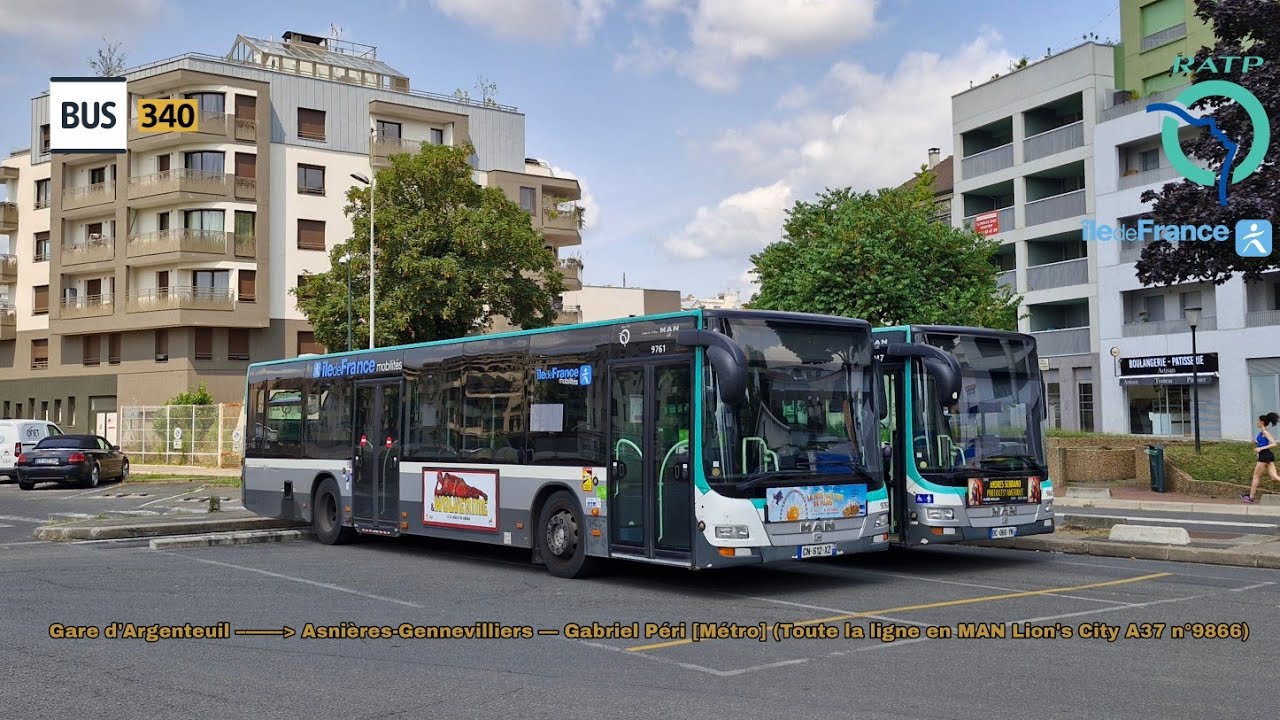 [Ligne 340 RATP] Lion's City A37 n°9866 - Gare d'Argenteuil à Asnières-Gennevilliers Gabriel Péri