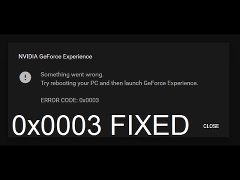 Experience error 0x0003