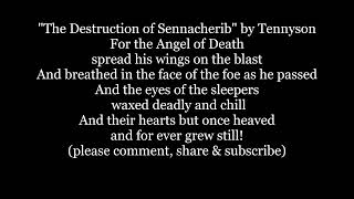 The DESTRUCTION of SENNACHERIB Poem LORD BYRON GEORGE GORDON Lyrics Words text sing along song trend