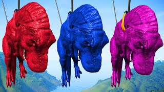 NEW ! Stegoceratops vs TRex vs Spinosaurus Dinosaur Fighting Isla Nublar in Jurassic World Evolution screenshot 5