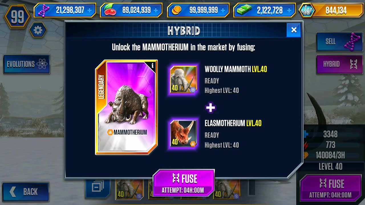 OPEN UNLOCK ELASMOTHERIUM VS WOOLLY MAMMOTH VS MAMMOTHERIUM MAX LEVEL 40 | HT GAME