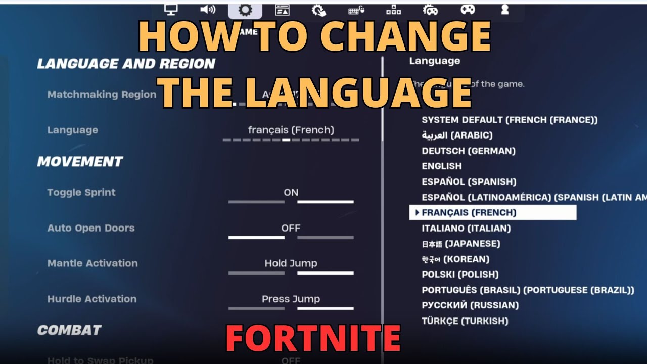 Fortnite Code Language TUTORIAL HOW TO CHANGE THE LANGUAGE ON FORTNITE (PS4/PC) ON FORTNITE ...