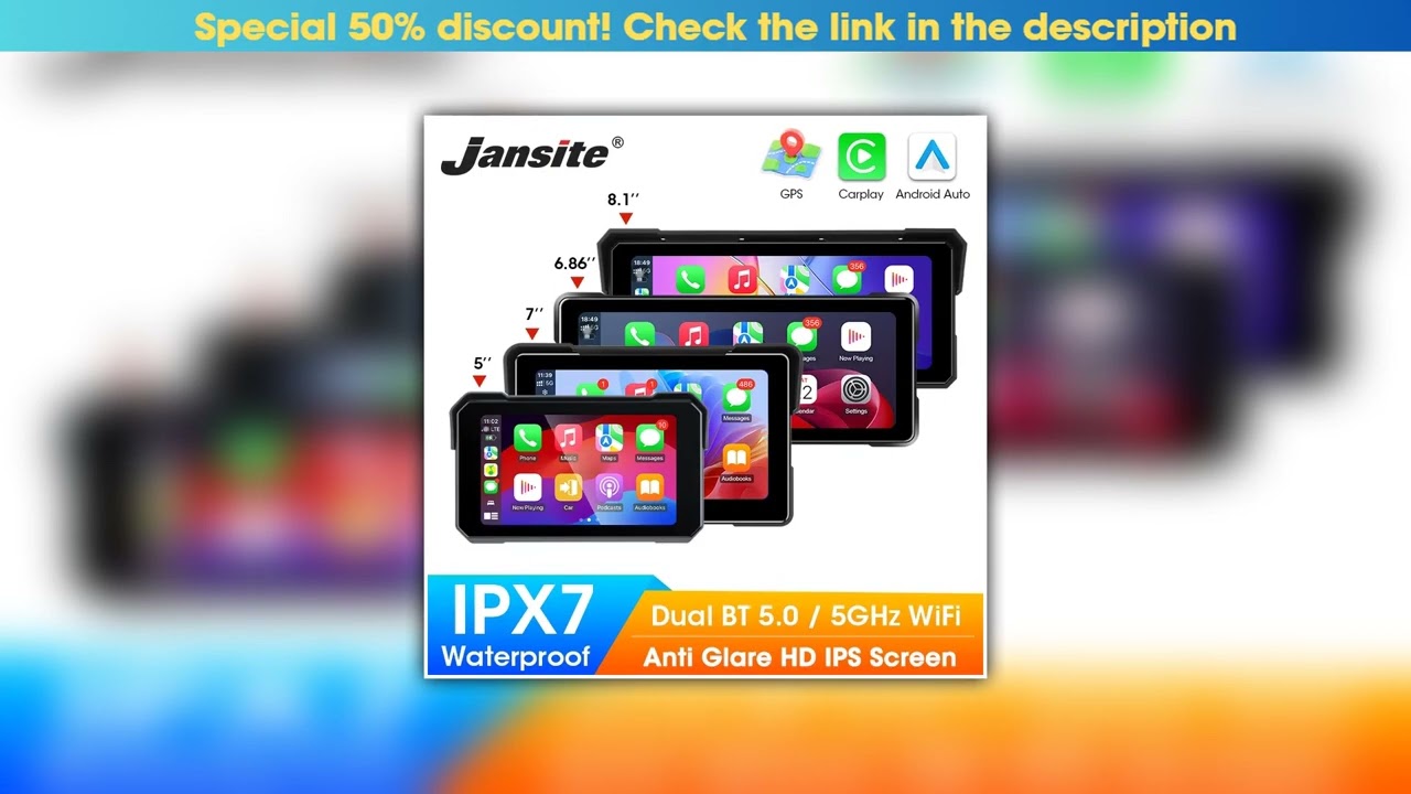 New Arrival Jansite Motorcycle Display Screen Carplay Moto Navigation Portable Digital Dashboard Mo