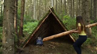 Ep25, Female Outdoor Camping Alone In The Forest, Girl Off Grid Living Survival, Solo Camping Life