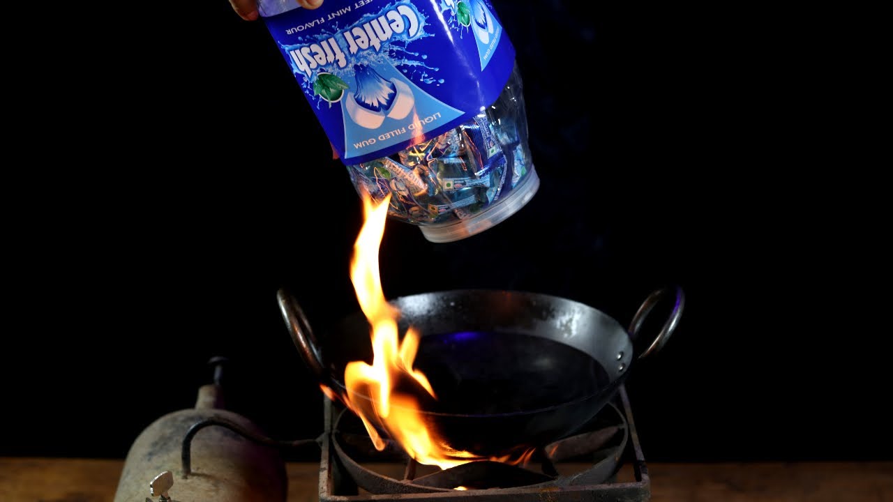 Boiling center fresh chewing gum shocking result ||