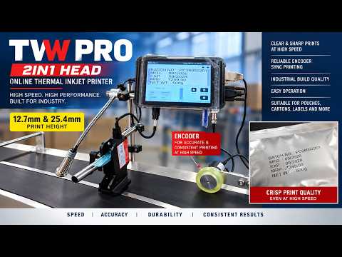 TW PRO 2in1 Head Online Thermal Inkjet Printer (12.7mm and 25.4mm Print Height)