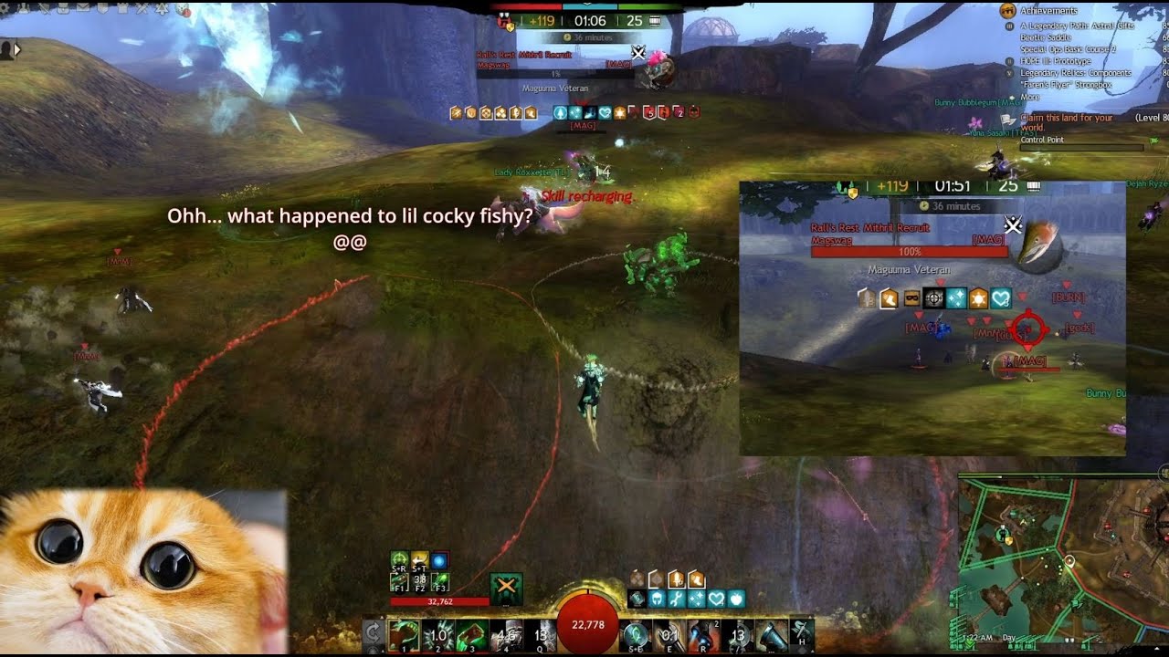 GW2│ WvW - The Difference Between a Dodge Bot user and a Non-Dodge Bot User + How to Catch a Fish