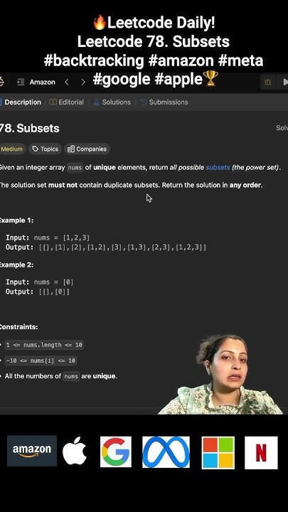 🔥Leetcode Daily! Leetcode 78. Subsets #backtracking #amazon #meta # ...