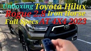 Unboxing TOYOTA HILUX ROGUE 2.8 AT 4X4 full specs 2023 Car ASMR Sights & Sounds. Kuda Besi gais🐎🐎