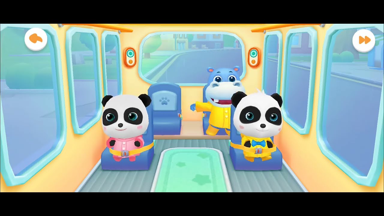Little Panda School Bus | Go Shopping | kids cartoon | kids video | Baby bus game video 