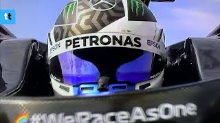 Valterri Bottas shouting YES after British GP Pole Position