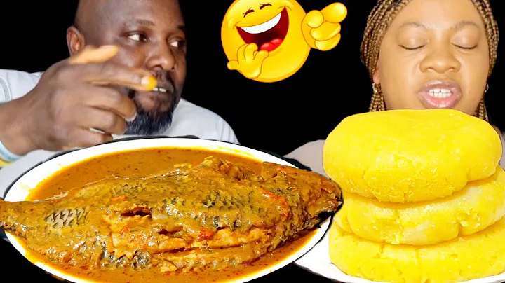 Hilarious prank on my wife with African food Asmr mukbang|Banga soup and yellow fufu eating sound