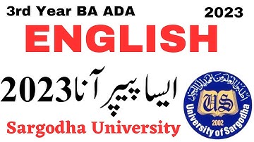 BA ADA Part 1 English Paper Sargodha University 2023 | BA ADA English Paper UOS