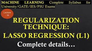Lec-17 Lasso Regression: Basics, Example, Cost Function, Penalty Term |Machine Learning |R K Classes