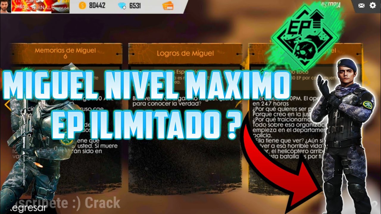 MIGUEL NIVEL MÁXIMO - EP ILIMITADO ? | FREE FIRE | - YouTube