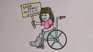 Dünya engelliler günü resmi çizimi /#engelsizresim / Engelliler haftası resmi / Tekerlekli sandalye