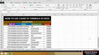 How to use count-if formula in excel