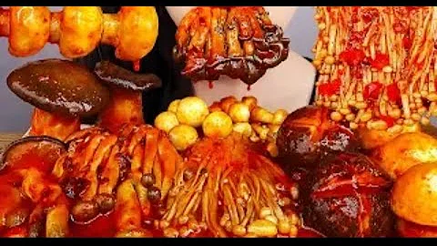 ASMR SPICY MUSHROOMS MUKBANGRECIPE 불닭 마라 버섯모듬 먹방레시피 포함