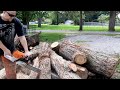 Making firewood rounds from wood drop offs