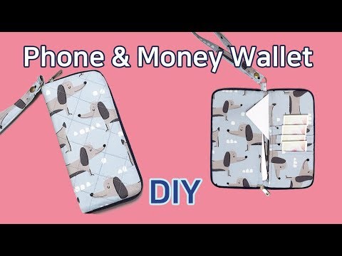 DIY Phone & Money Wallet/zipper wallet tutorial/Long zipper wallet/폰지갑 만들기/지퍼장지갑 만들기