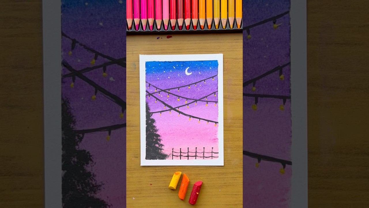 Easy Oil Pastel Painting 🌌|Oil Pastel Art 