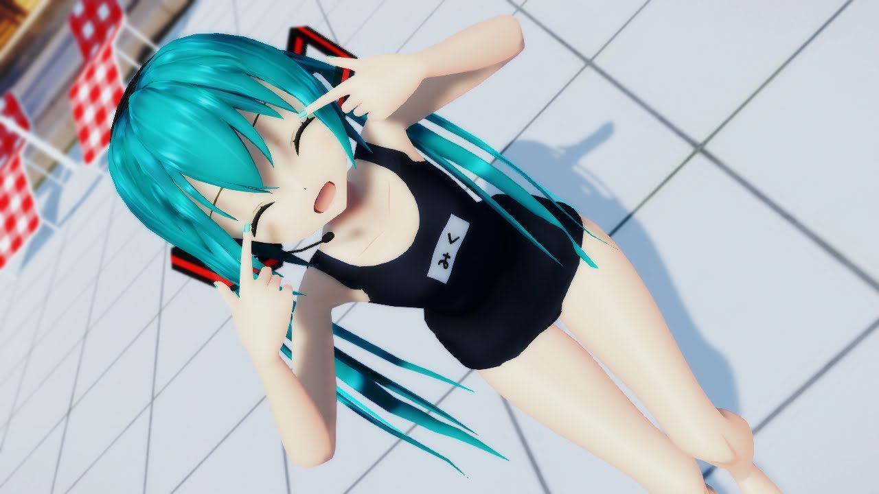 【MMD】  クジラッキーは、しクジラない！  【ゆきはね式ミク・旧スクール水着】