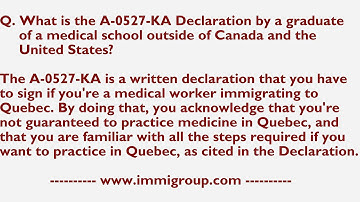 What is the A-0527-KA Declaration by a graduate of a medical school outside of Canada and the US?