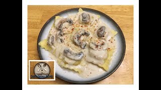 Savory lobster & shrimp ravioli with cream sauce recipe. this recipe
is easy to make and will be a favorite for any seafood fan.