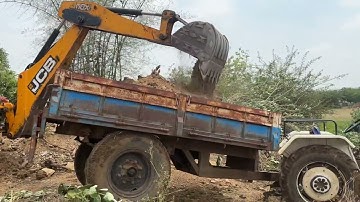 Jcb 3dx Machine Loading mud in Swaraj Tractor || jcb and tractor video Part-05 || SRIKANTH PS