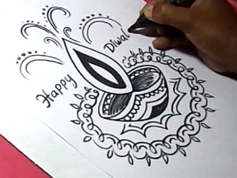 How to Draw Happy Diwali Greeting Drawing Step by Step - video Dailymotion