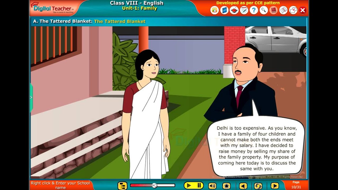 The Tattered Blanket, Family Learning App for Class 8 English SSC