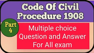 Code of Civil Procedure solved Paper part 4 | MCQ TEST 2020| JUDICIAL EXAM| Section 9 to 17