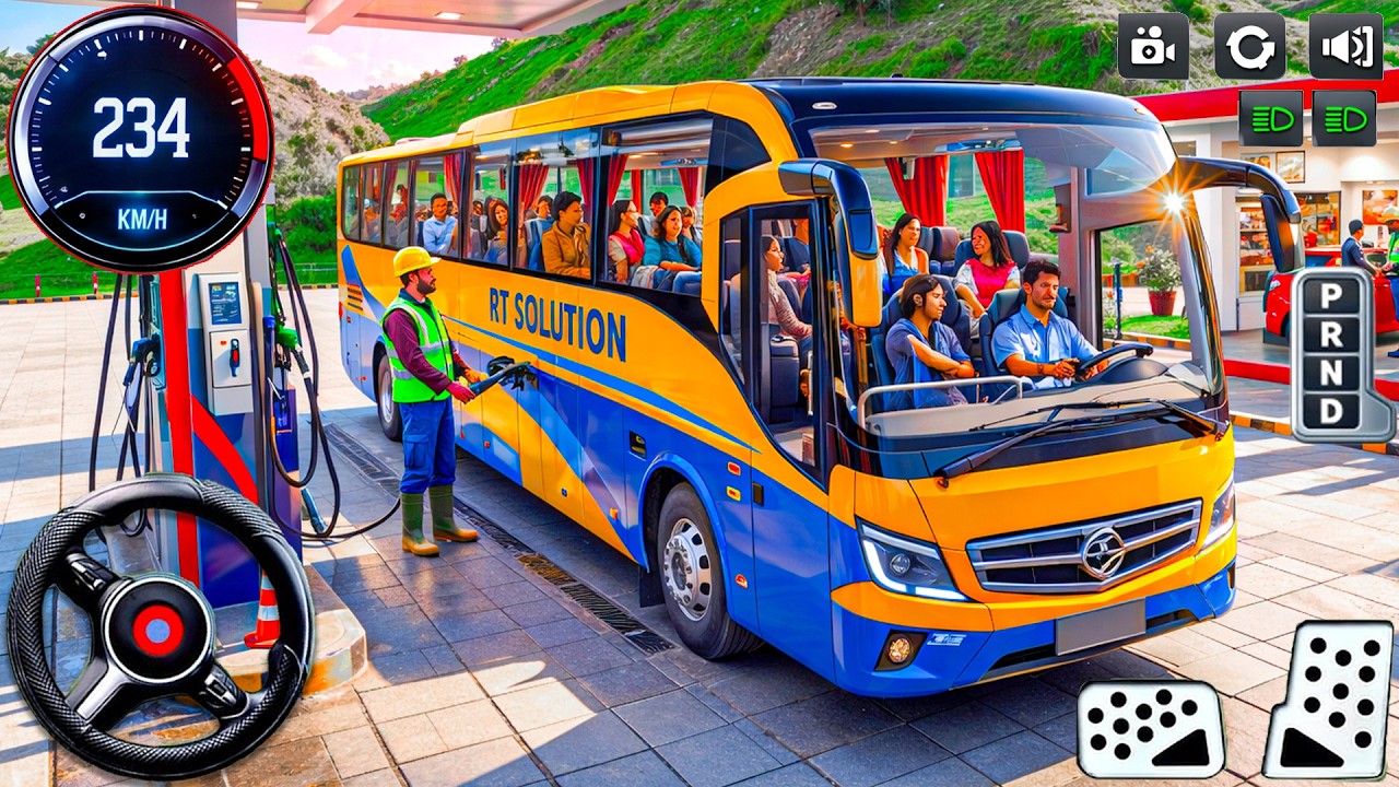 Real Bus Simulator Game 3D: new Bus explore up hill routs and driving to city - bus android gameplay