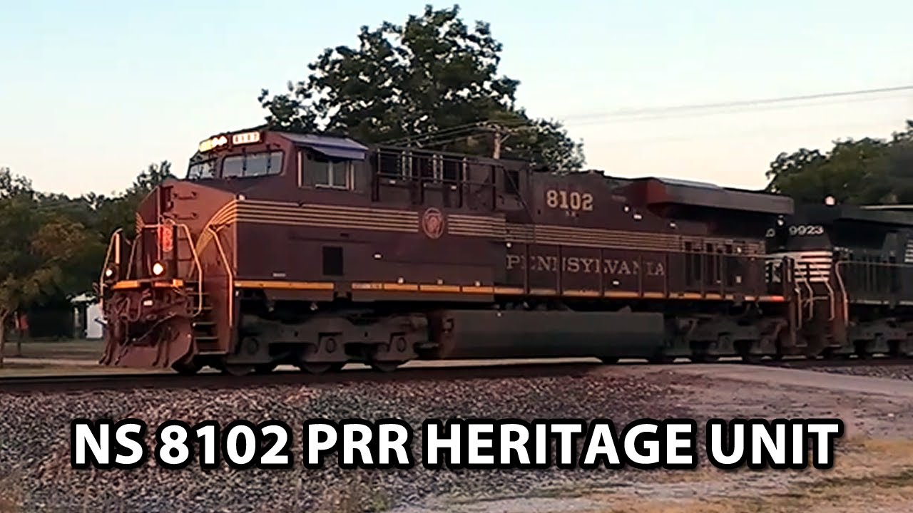 NS 8102 Pennsylvania Railroad Heritage Unit Leads NS Train 224 - YouTube