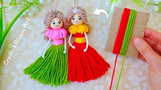 It's so Cute 💖☀️ Superb Doll Making Idea with Yarn and Cardboard- You will Love It- DIY Woolen Craft
