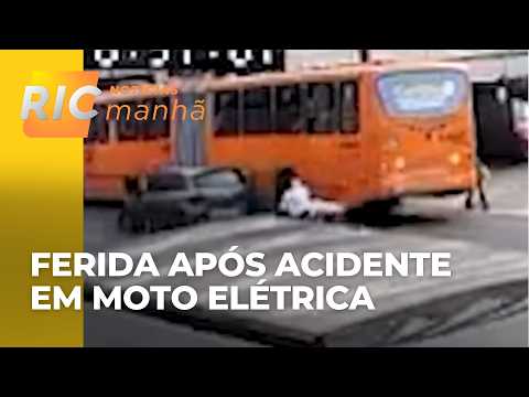 Woman not wearing a helmet on electric motorcycle injured after accident