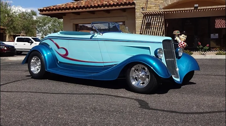 1933 Ford Street Rod Custom Convertible in Blue & Engine Sound on My Car Story with Lou Costabile