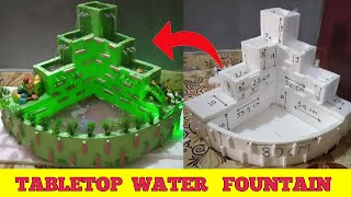 awesome and beautiful aquarium cum waterfall fountain making from cement and styrofoam