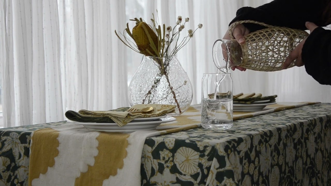 Block Print Green Table Setting - Enchanted | ichcha