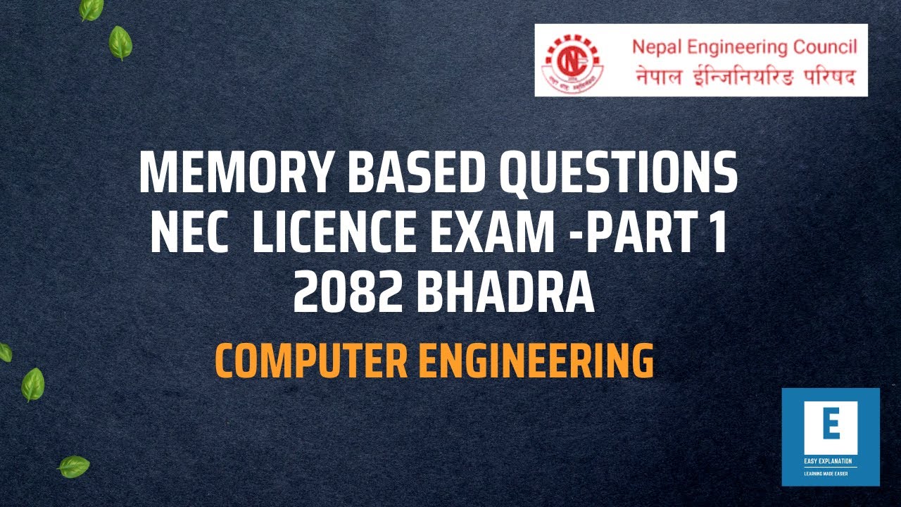 MEMORY BASED QUESTIONS 2082 || NEC LICENSE EXAM || COMPUTER ENGINEERING #neclicenceexam #ioe 