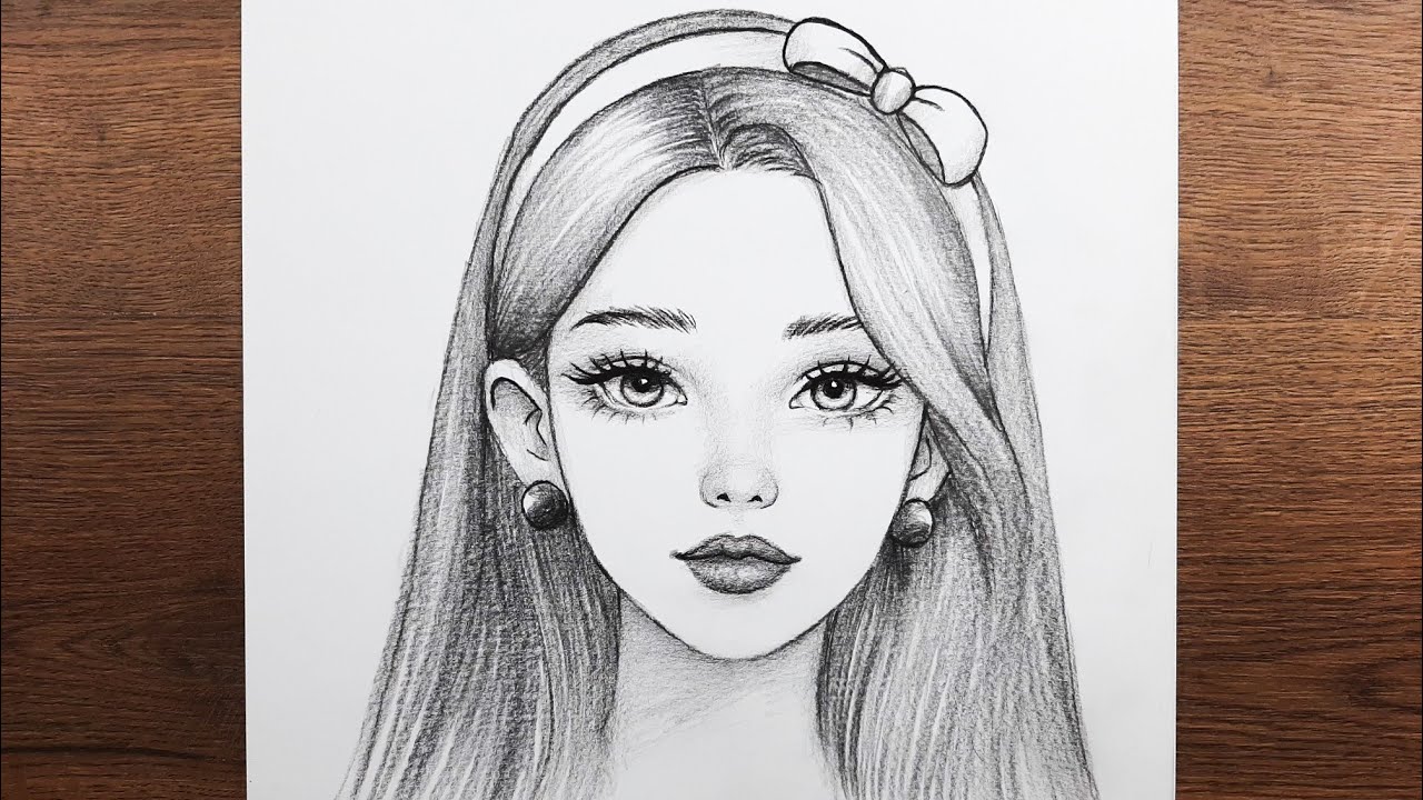 Kolay karakalem portre güzel kız resmi adım adım nasıl çizilir.