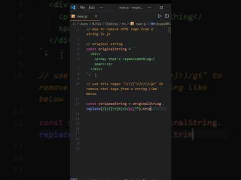 remove #HTML tags from a string in #javascript  | #coding #shorts
