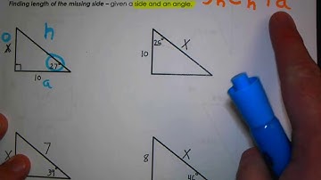 Find a missing side length using trig ratios