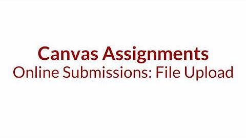 Canvas Assignments Online Submission  File Upload