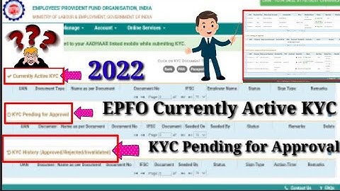 Currently Active KYC//KYC Pending for Approval//KYC History (Approved/Rejected/Invalidated PF 2022