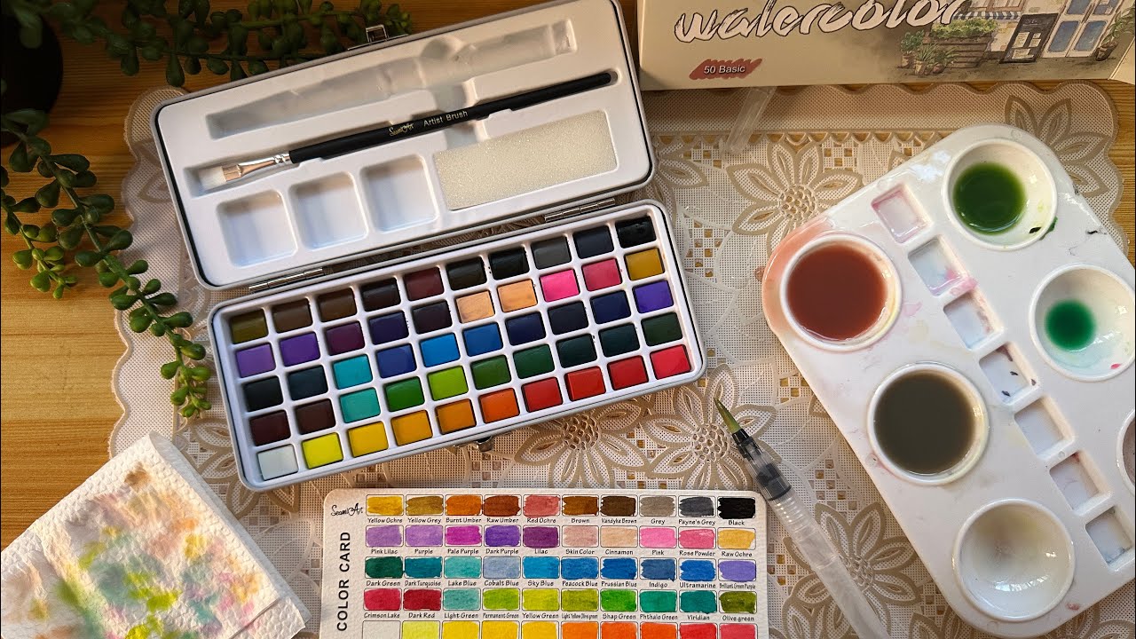 SeamiArt 50 Watercolor Swatch | Full 50-color Set in Action | Gail Um