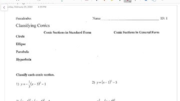 Precalculus Chapter 6 - Classifying Conic Sections