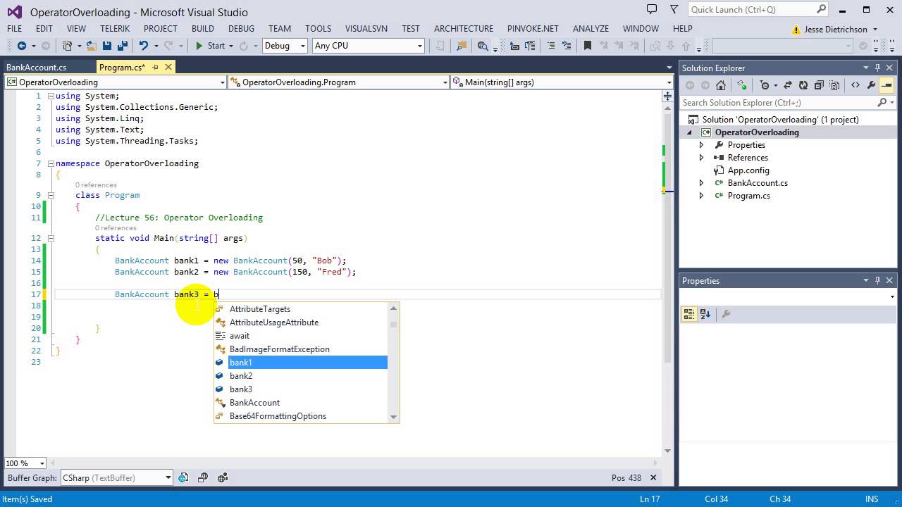 Learn C# for beginners: 56 -  Operator Overloading
