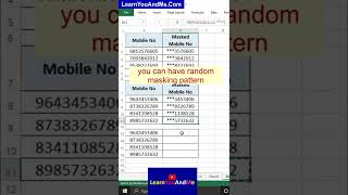 #shorts #excelTricks  How to mask mobile and mail ids in Excel | Hide mobile digits in Excel