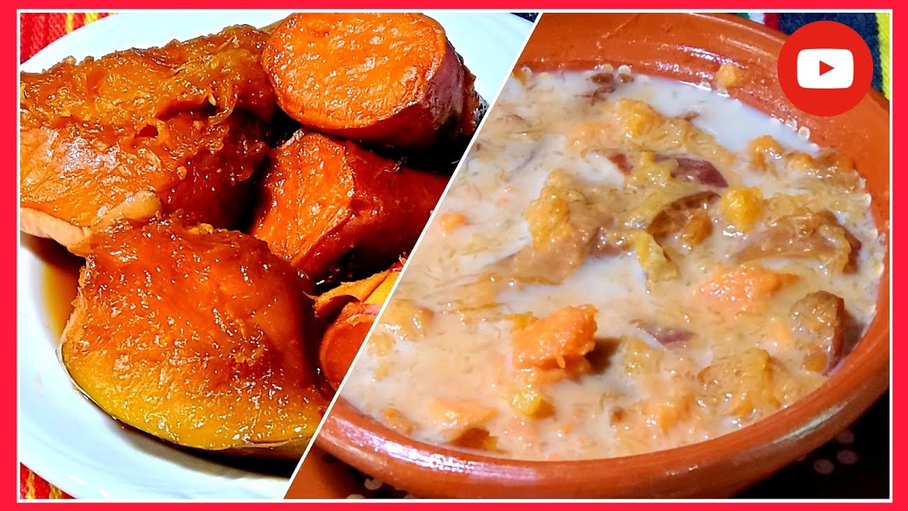 CALABAZA Y CAMOTE CON LECHE | CALABAZA Y CAMOTE EN PILONCILLO | TATINOLE -  YouTube